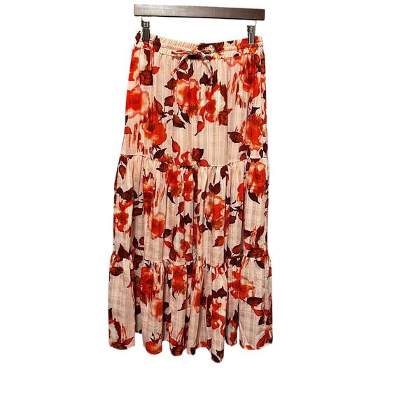 Sincerely Jules Maxi Skirt Womens L Boho Tiered Drawstring Floral‎ Cottagecore - Picture 1 of 8